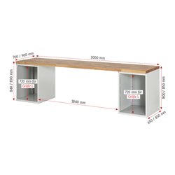 Rau Werkbank 7821A3, B3000xT900xH890mm, 10x Schublade-TA