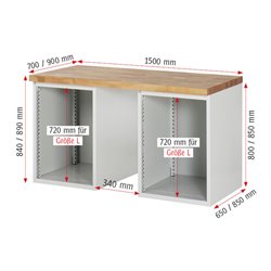 Rau Werkbank 7821A3, B1500xT900xH840mm, 10x Schublade-TA
