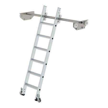 MUNK Aluminium-Regalleiter für Doppelregal seitlich verschiebbar