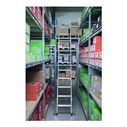 MUNK Aluminium-Regalleiter für Doppelregal seitlich verschiebbar