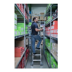 MUNK Aluminium-Regalleiter für Doppelregal seitlich verschiebbar