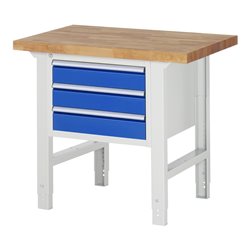 Rau Werkbank 7127A1, H790-1140mm, höhenverstellbar, 3x Schublade-TA