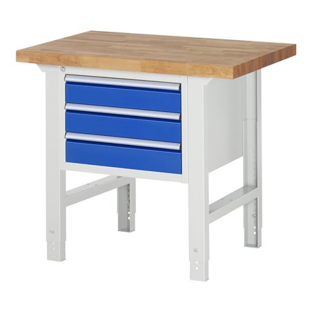 Rau Werkbank 7127A1, H790-1140mm, höhenverstellbar, 3x Schublade-TA