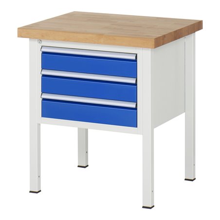 Rau Werkbank 8127A2, B750xH840-1040mm, höhenverstellbar, 3x Schublade-TA