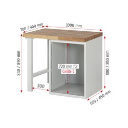 Rau Werkbank 7508A1, H890mm, 3x Schublade-TA