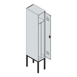 C+P Spind Classic PLUS, Gestell, 1 Abteil, 2120x300x500mm, 7035/2004 Verschluss Sicherheits-Drehriegel 4 Garderobenhaken Trennwa