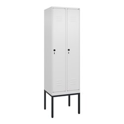 C+P Spind Classic PLUS, Gestell, 2 Abteile, 2120x600x500mm, 9016/9016 Verschluss Sicherheits-Drehriegel 4 Garderobenhaken Trennw