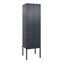 C+P Spind Classic PLUS, Gestell, 2 Abteile, 2120x600x500mm, 7016/7016 Verschluss Sicherheits-Drehriegel 4 Garderobenhaken Trennw