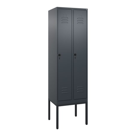 C+P Spind Classic PLUS, Gestell, 2 Abteile, 2120x600x500mm, 7016/7016 Verschluss Sicherheits-Drehriegel 4 Garderobenhaken Trennw