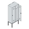 C+P Spind Classic PLUS, Gestell, 2 Abteile, 2120x800x500mm, 7035/3003 Verschluss Sicherheits-Drehriegel 4 Garderobenhaken Trennw