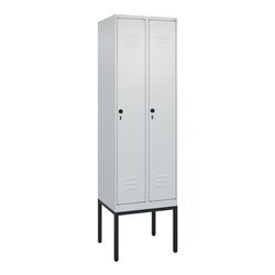 C+P Spind Classic PLUS, Gestell, 2 Abteile, 2120x600x500mm, 7035/7035 Verschluss Sicherheits-Drehriegel 4 Garderobenhaken Trennw