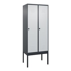 C+P Spind Classic PLUS, Gestell, 2 Abteile, 2120x800x500mm, 7016/7035 Verschluss Sicherheits-Drehriegel 4 Garderobenhaken Trennw