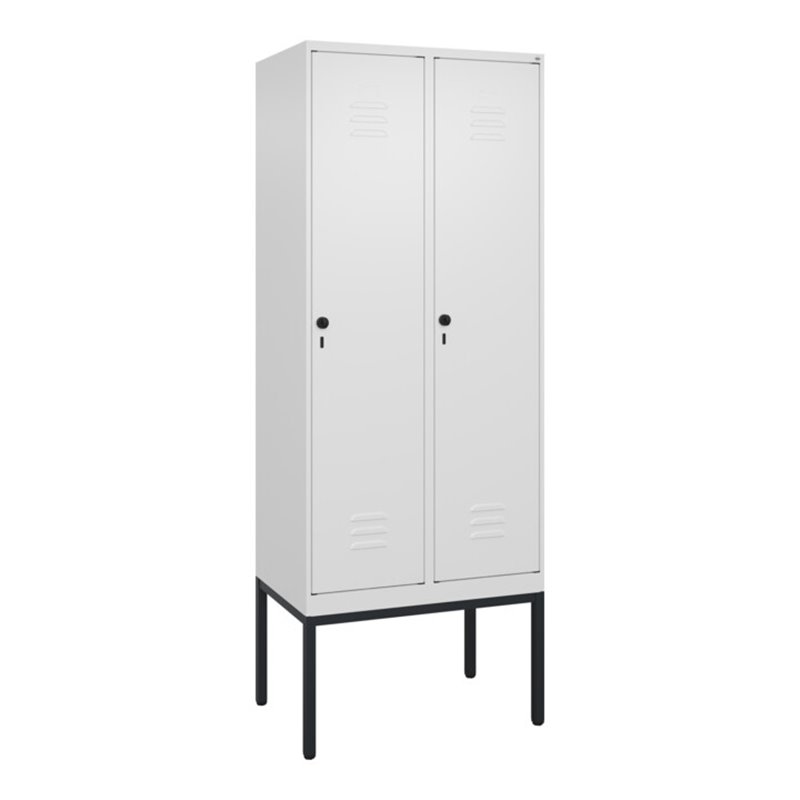 C+P Spind Classic PLUS, Gestell, 2 Abteile, 2120x800x500mm, 9016/9016 Verschluss Sicherheits-Drehriegel 4 Garderobenhaken Trennw