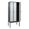 C+P Spind Classic PLUS, Gestell, 3 Abteile, 2120x900x500mm, 7016/7035 Verschluss Sicherheits-Drehriegel 4 Garderobenhaken Trennw