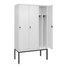 C+P Spind Classic PLUS, Gestell, 3 Abteile, 2120x1200x500mm, 9016/9016 Verschluss Sicherheits-Drehriegel 4 Garderobenhaken Trenn