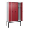 C+P Spind Classic PLUS, Gestell, 4 Abteile, 2120x1200x500mm, 7035/3003 Verschluss Sicherheits-Drehriegel 4 Garderobenhaken Trenn