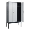 C+P Spind Classic PLUS, Gestell, 3 Abteile, 2120x1200x500mm, 7016/7035 Verschluss Sicherheits-Drehriegel 4 Garderobenhaken Trenn