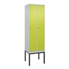 C+P Spind Classic PLUS, Gestell, 2 Abteile, 2120x600x500mm, 7035/0024 Verschluss Zylinderschloss 4 Garderobenhaken Trennwand mit