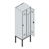 C+P Spind Classic PLUS, Gestell, 2 Abteile, 2120x600x500mm, 7035/3003 Verschluss Zylinderschloss 4 Garderobenhaken Trennwand mit