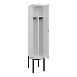 C+P Spind Classic PLUS, Gestell, 1 Abteil, 2120x400x500mm, 9016/9016 Verschluss Zylinderschloss 4 Garderobenhaken Trennwand mitt