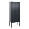 C+P Spind Classic PLUS, Gestell, 2 Abteile, 2120x800x500mm, 7016/7016 Verschluss Zylinderschloss 4 Garderobenhaken Trennwand mit