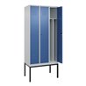 C+P Spind Classic PLUS, Gestell, 3 Abteile, 2120x900x500mm, 7035/5023 Verschluss Zylinderschloss 4 Garderobenhaken Trennwand mit