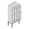 C+P Spind Classic PLUS, Gestell, 3 Abteile, 2120x900x500mm, 9016/9016 Verschluss Zylinderschloss 4 Garderobenhaken Trennwand mit