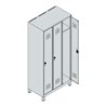 C+P Spind Classic PLUS, Füße, 3 Abteile, 1950x900x500mm, 7035/5010 Verschluss Zylinderschloss 3 Garderobenhaken