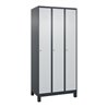 C+P Spind Classic PLUS, Füße, 3 Abteile, 1950x900x500mm, 7016/7035 Verschluss Zylinderschloss 3 Garderobenhaken