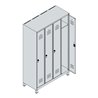 C+P Spind Classic PLUS, Füße, 4 Abteile, 1950x1200x500mm, 9016/9016 Verschluss Zylinderschloss 3 Garderobenhaken