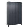 C+P Spind Classic PLUS, Füße, 4 Abteile, 1950x1200x500mm, 7016/7016 Verschluss Zylinderschloss 3 Garderobenhaken