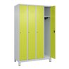C+P Spind Classic PLUS, Füße, 4 Abteile, 1950x1200x500mm, 7035/0024 Verschluss Zylinderschloss 3 Garderobenhaken