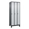 C+P Spind Classic PLUS, Füße, 3 Abteile, 1950x750x500mm, 7016/7035 Verschluss Sicherheits-Drehriegel 3 Garderobenhaken