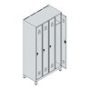 C+P Spind Classic PLUS, Füße, 4 Abteile, 1950x1000x500mm, 7035/6011 Verschluss Sicherheits-Drehriegel 3 Garderobenhaken