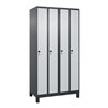 C+P Spind Classic PLUS, Füße, 4 Abteile, 1950x1000x500mm, 7016/7035 Verschluss Sicherheits-Drehriegel 3 Garderobenhaken