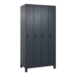 C+P Spind Classic PLUS, Füße, 4 Abteile, 1950x1000x500mm, 7016/7016 Verschluss Sicherheits-Drehriegel 3 Garderobenhaken