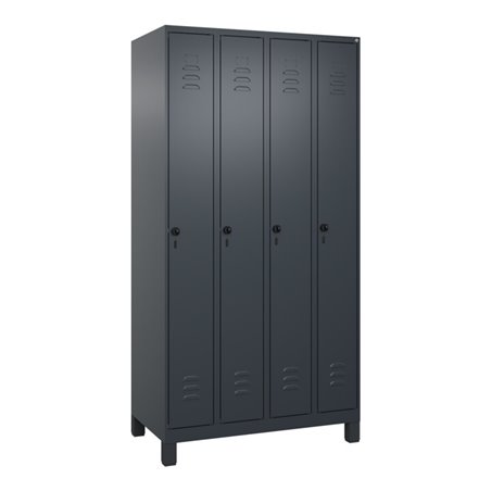 C+P Spind Classic PLUS, Füße, 4 Abteile, 1950x1000x500mm, 7016/7016 Verschluss Sicherheits-Drehriegel 3 Garderobenhaken