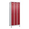 C+P Spind Classic PLUS, Füße, 3 Abteile, 1950x750x500mm, 7035/3003 Verschluss Sicherheits-Drehriegel 3 Garderobenhaken
