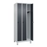 C+P Spind Classic PLUS, Füße, 3 Abteile, 1950x750x500mm, 7035/7016 Verschluss Sicherheits-Drehriegel 3 Garderobenhaken