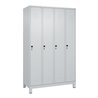 C+P Spind Classic PLUS, Füße, 4 Abteile, 1950x1200x500mm, 7035/7035 Verschluss Sicherheits-Drehriegel 3 Garderobenhaken