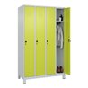C+P Spind Classic PLUS, Füße, 4 Abteile, 1950x1200x500mm, 7035/0024 Verschluss Sicherheits-Drehriegel 3 Garderobenhaken