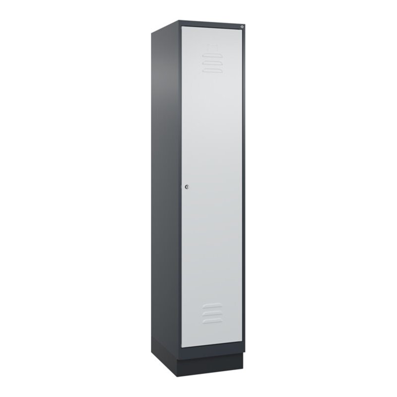 C+P Spind Classic PLUS, Sockel, 1 Abteil, 1950x400x500mm, 7016/7035 Verschluss Zylinderschloss 4 Garderobenhaken Trennwand mitti