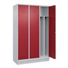 C+P Spind Classic PLUS, Sockel, 3 Abteile, 1950x1200x500mm, 7035/3003 Verschluss Zylinderschloss 4 Garderobenhaken Trennwand mit