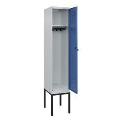 C+P Spind Classic PLUS, Gestell, 1 Abteil, 2120x400x500mm, 7035/5023 Verschluss Sicherheits-Drehriegel 4 Garderobenhaken