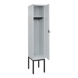 C+P Spind Classic PLUS, Gestell, 1 Abteil, 2120x400x500mm, 7035/7035 Verschluss Sicherheits-Drehriegel 4 Garderobenhaken