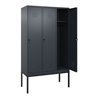 C+P Spind Classic PLUS, Gestell, 3 Abteile, 2120x1200x500mm, 7016/7016 Verschluss Sicherheits-Drehriegel 4 Garderobenhaken
