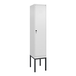 C+P Spind Classic PLUS, Gestell, 1 Abteil, 2120x400x500mm, 9016/9016 Verschluss Sicherheits-Drehriegel 4 Garderobenhaken