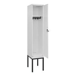 C+P Spind Classic PLUS, Gestell, 1 Abteil, 2120x400x500mm, 9016/9016 Verschluss Sicherheits-Drehriegel 4 Garderobenhaken