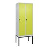 C+P Spind Classic PLUS, Gestell, 2 Abteile, 2120x800x500mm, 7035/0024 Verschluss Sicherheits-Drehriegel 4 Garderobenhaken