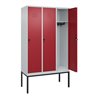 C+P Spind Classic PLUS, Gestell, 3 Abteile, 2120x1200x500mm, 7035/3003 Verschluss Sicherheits-Drehriegel 4 Garderobenhaken